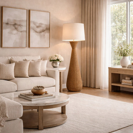 Modern European furniture - Hourglass Rattan Accent Floor Lamp - www.oroa.com