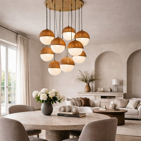 Modern European furniture - White Glass Sphere 9-Light Chandelier - www.oroa.com