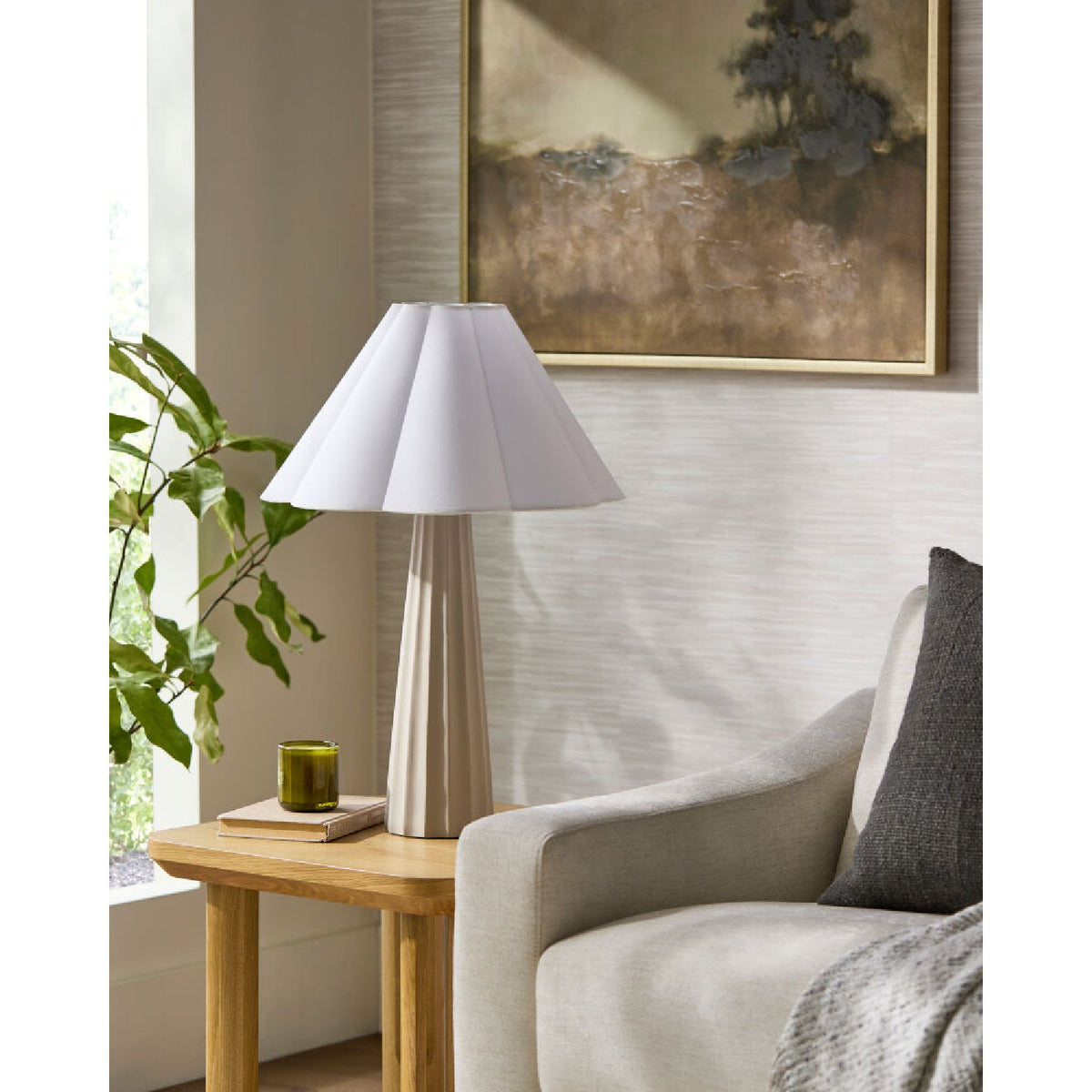Modern European furniture - Scalloped White Cotton Table Lamp - www.oroa.com