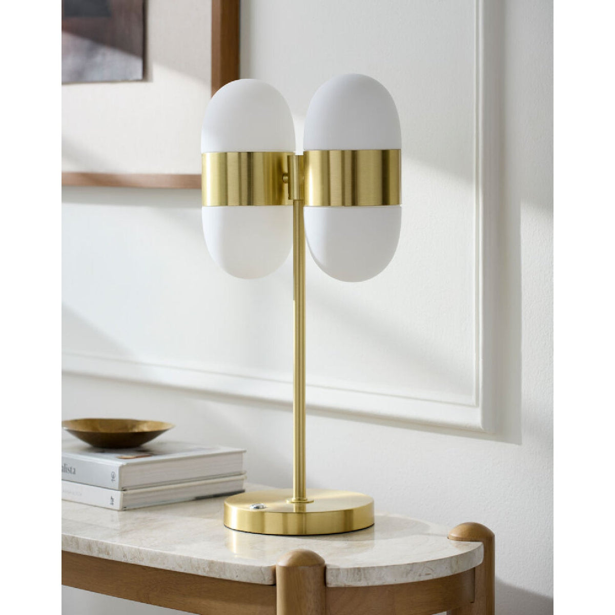 Modern European furniture - Dual White Glass Table Lamp - www.oroa.com