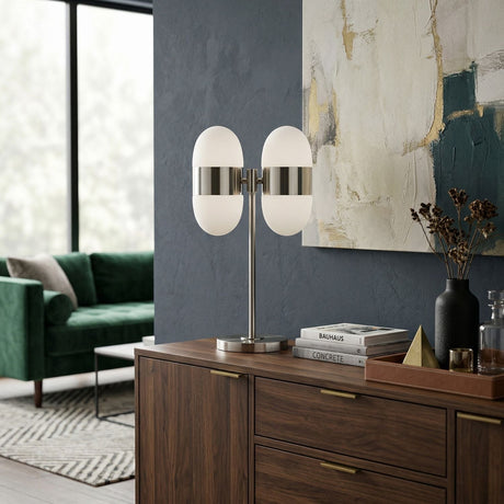 Modern European furniture - Dual White Glass Table Lamp - www.oroa.com
