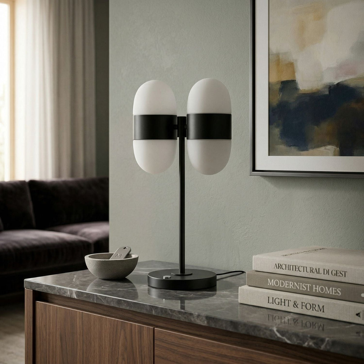 Modern European furniture - Dual White Glass Table Lamp - www.oroa.com