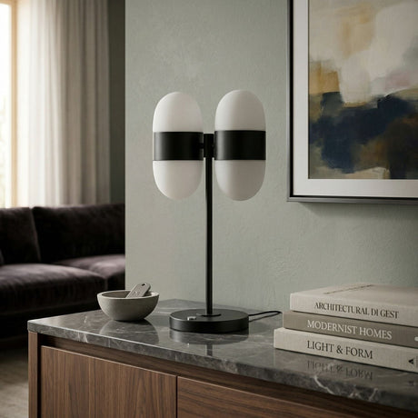 Modern European furniture - Dual White Glass Table Lamp - www.oroa.com