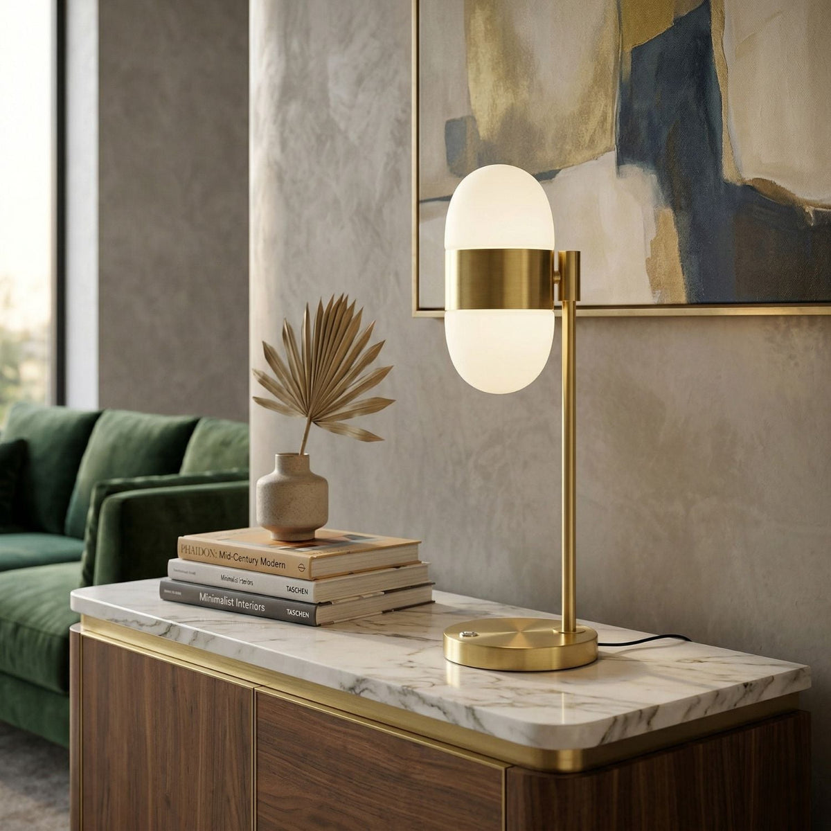 Modern European furniture - Metal Framed Glass Table Lamp - www.oroa.com