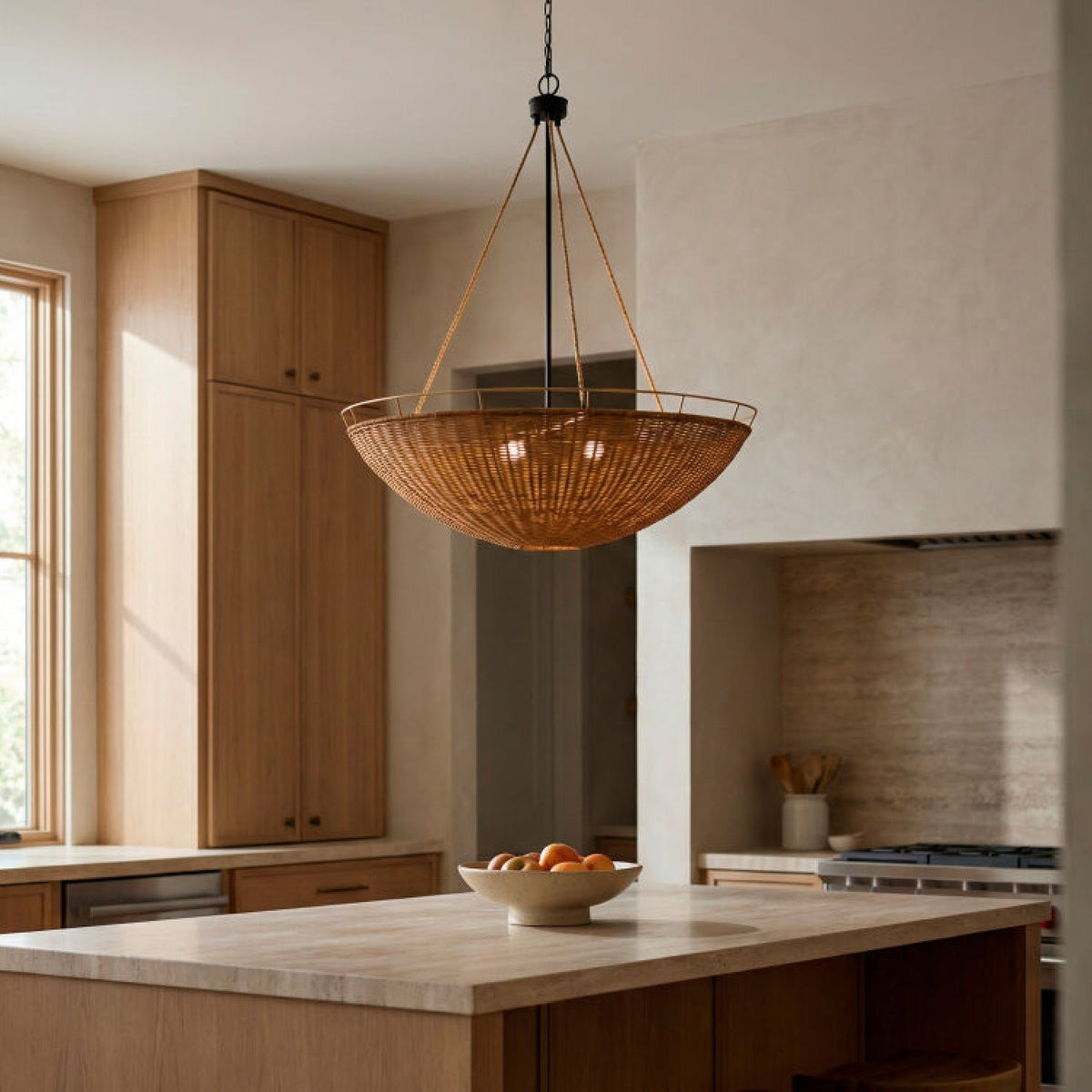 Modern European furniture - Rattan Bowl 3-Light Chandelier - www.oroa.com