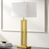 Modern European furniture - White Linen Gold Table Lamp - www.oroa.com