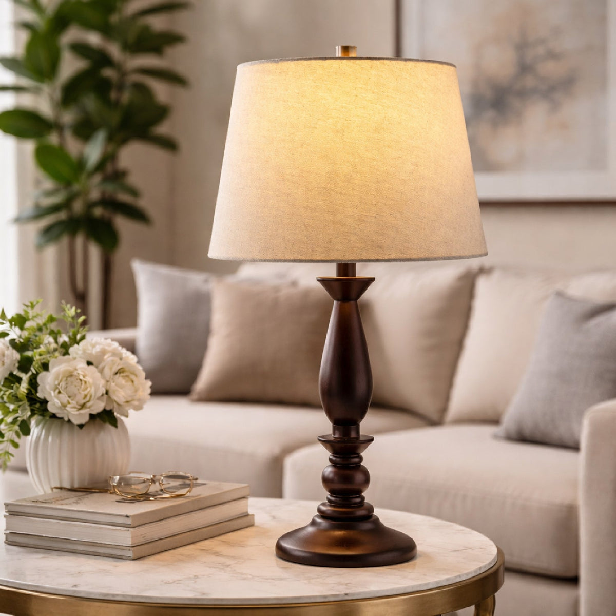 Modern European furniture - Linen Wood Veneer Table Lamp - www.oroa.com