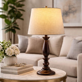 Modern European furniture - Linen Wood Veneer Table Lamp - www.oroa.com