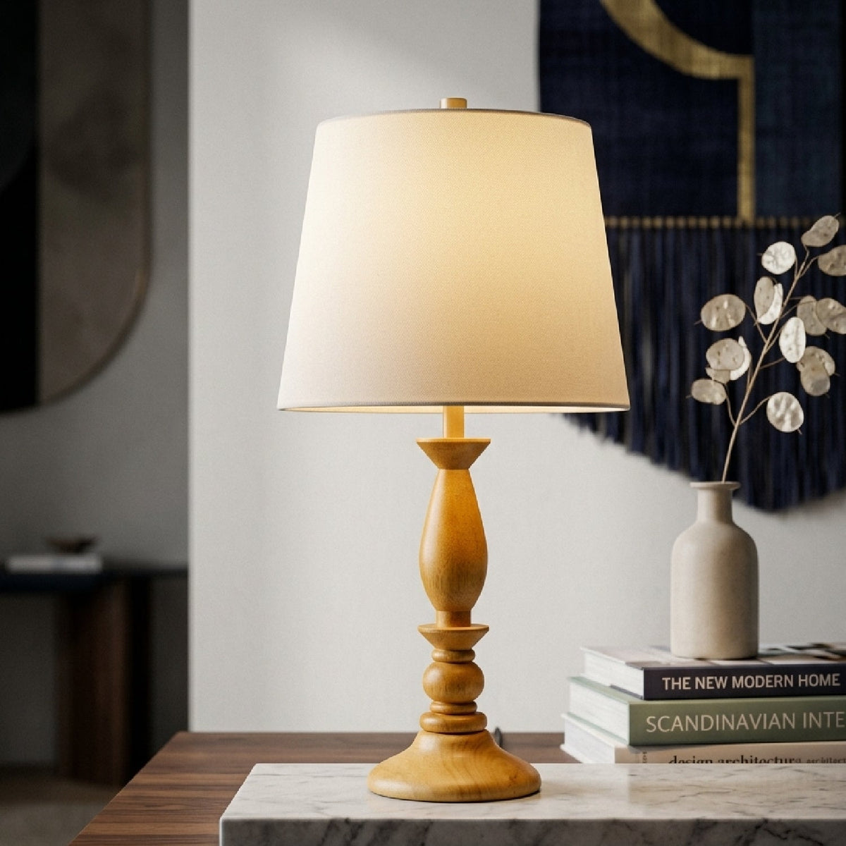 Modern European furniture - Linen Wood Veneer Table Lamp - www.oroa.com