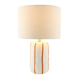 Modern European furniture - Lined Ceramic Linen Table Lamp - www.oroa.com