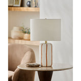 Modern European furniture - Lined Ceramic Linen Table Lamp - www.oroa.com