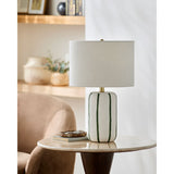 Modern European furniture - Lined Ceramic Linen Table Lamp - www.oroa.com