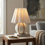 Modern European furniture - Lined Round Ceramic Table Lamp - www.oroa.com