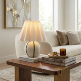 Modern European furniture - Lined Round Ceramic Table Lamp - www.oroa.com
