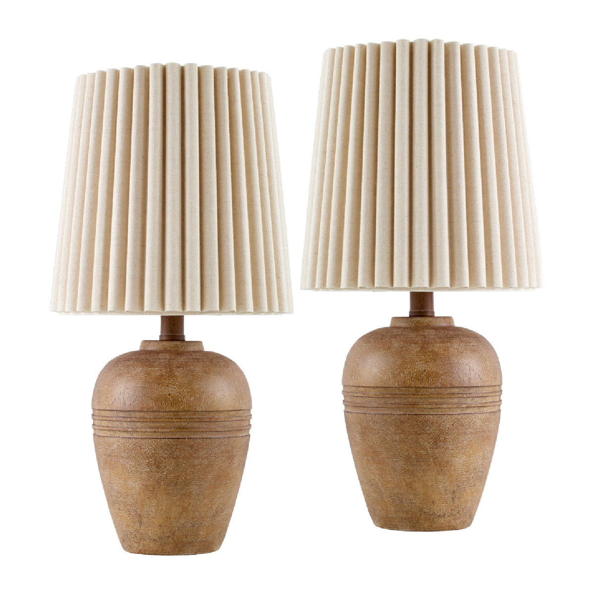 Modern European furniture - Fluted Linen Table Lamp Set (2) - www.oroa.com