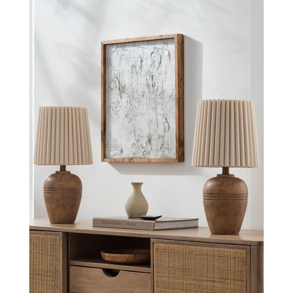 Modern European furniture - Fluted Linen Table Lamp Set (2) - www.oroa.com