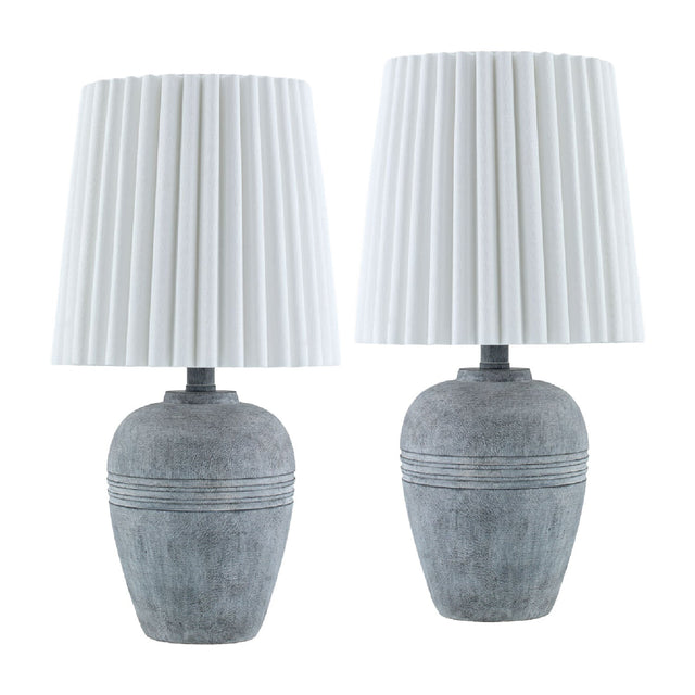 Modern European furniture - Fluted Linen Table Lamp Set (2) - www.oroa.com