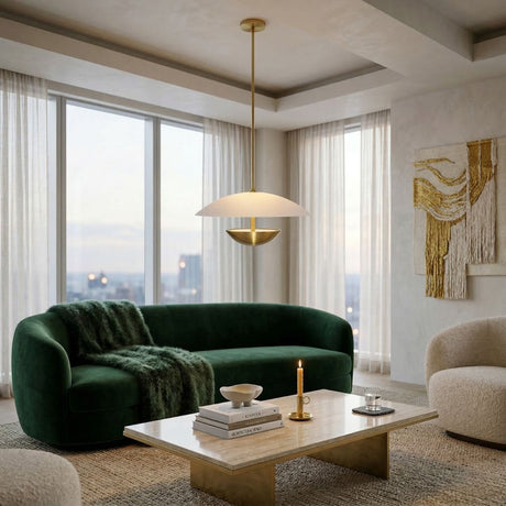 Modern European furniture - White Glass Semi-Dome Pendant Lamp - www.oroa.com