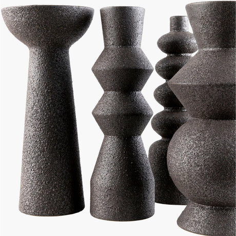 Modern European furniture - Black Ceramic Geometrical Vase Set (5) - www.oroa.com