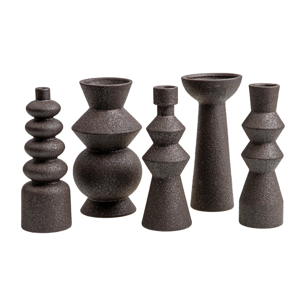 Modern European furniture - Black Ceramic Geometrical Vase Set (5) - www.oroa.com