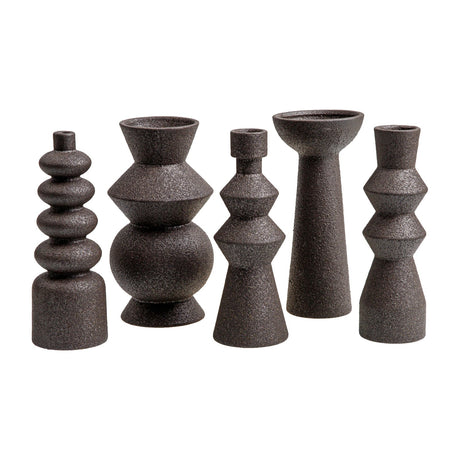 Modern European furniture - Black Ceramic Geometrical Vase Set (5) - www.oroa.com