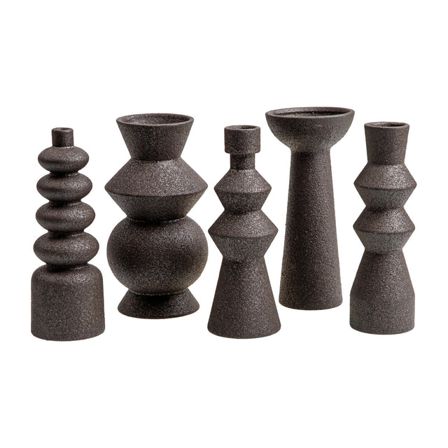 Modern European furniture - Black Ceramic Geometrical Vase Set (5) - www.oroa.com