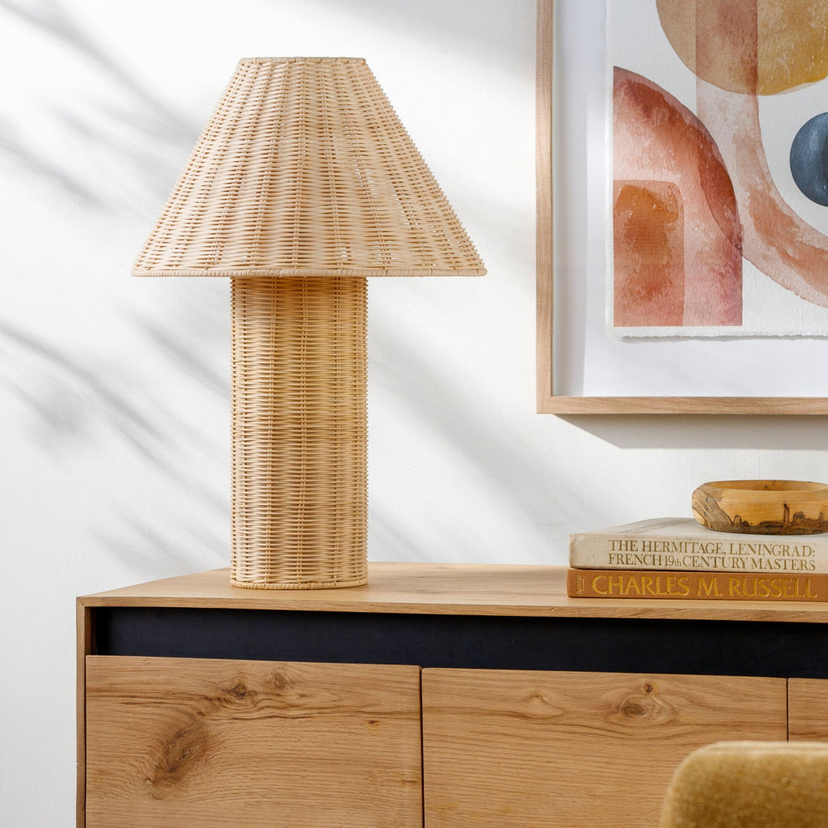 Modern European furniture - Beige Rattan Accent Table Lamp - www.oroa.com