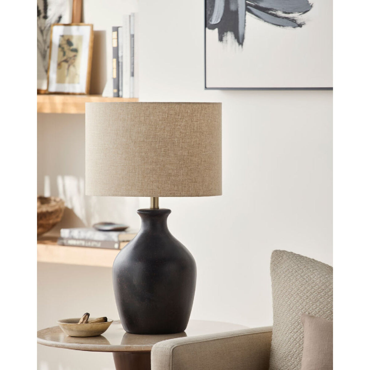 Modern European furniture - Linen Drum Shade Table Lamp - www.oroa.com