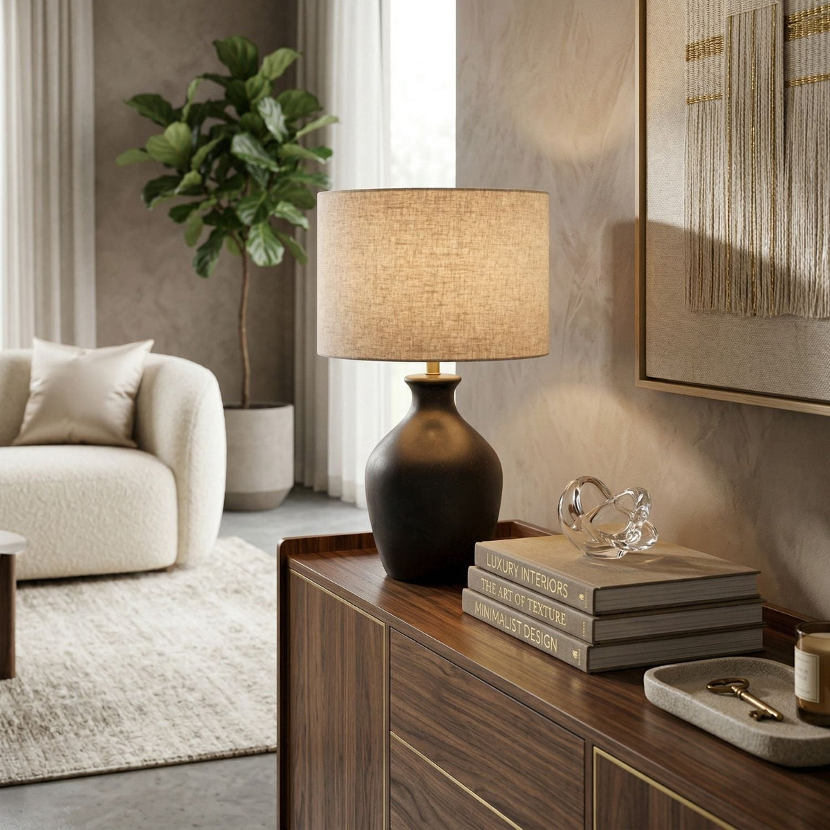 Modern European furniture - Linen Drum Shade Table Lamp - www.oroa.com
