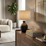 Modern European furniture - Linen Drum Shade Table Lamp - www.oroa.com