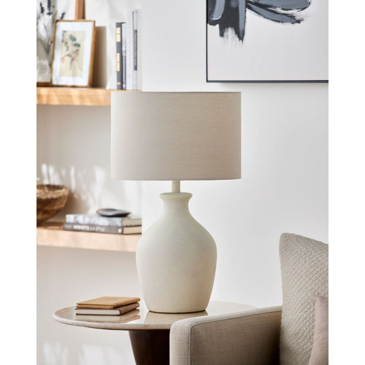Modern European furniture - Linen Drum Shade Table Lamp - www.oroa.com