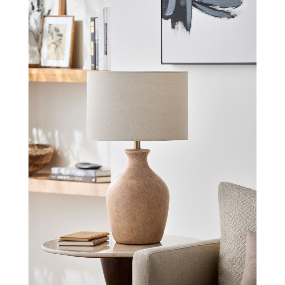 Modern European furniture - Linen Drum Shade Table Lamp - www.oroa.com