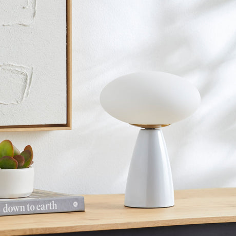 Modern European furniture - Oval White Glass Table Lamp - www.oroa.com