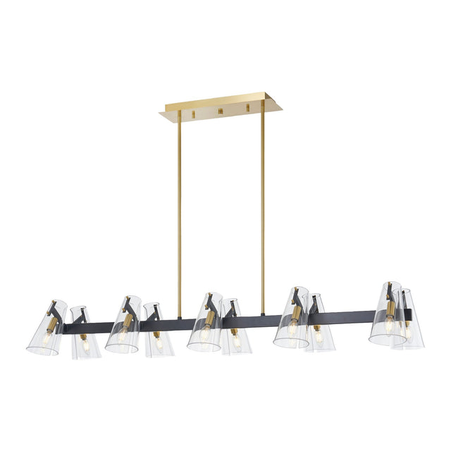 Modern European furniture - Clear Glass 12-Light Linear Chandelier - www.oroa.com