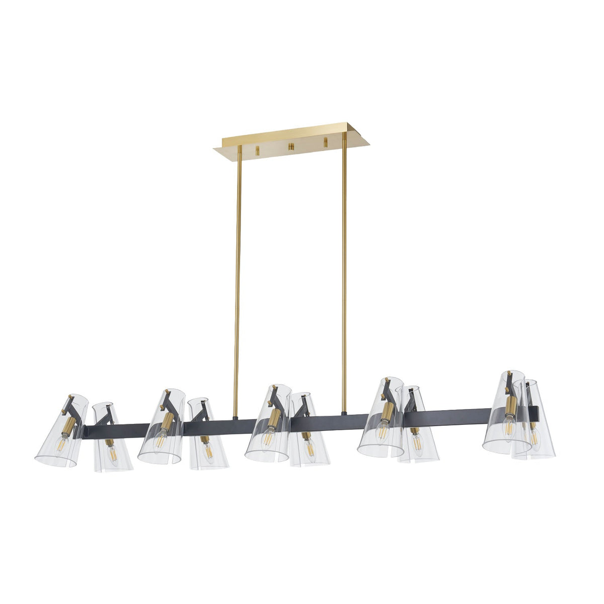 Modern European furniture - Clear Glass 12-Light Linear Chandelier - www.oroa.com