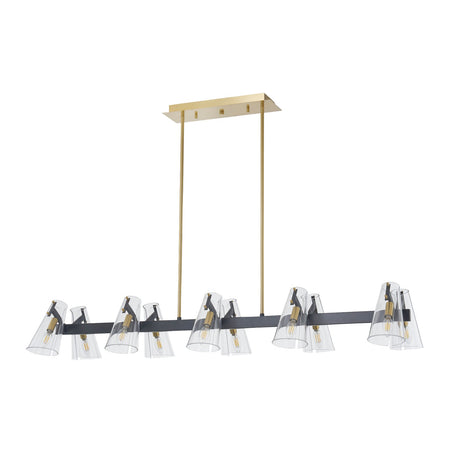 Modern European furniture - Clear Glass 12-Light Linear Chandelier - www.oroa.com
