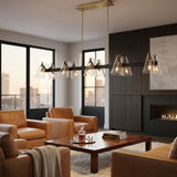 Modern European furniture - Clear Glass 12-Light Linear Chandelier - www.oroa.com