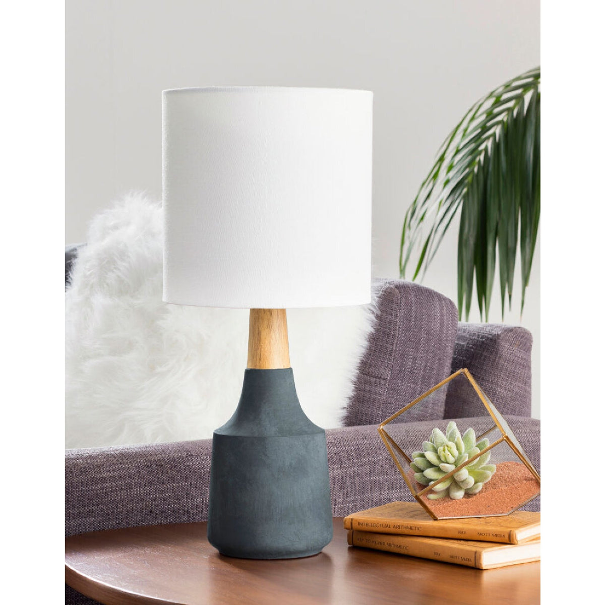 Modern European furniture - Drum Linen Shade Table Lamp - www.oroa.com