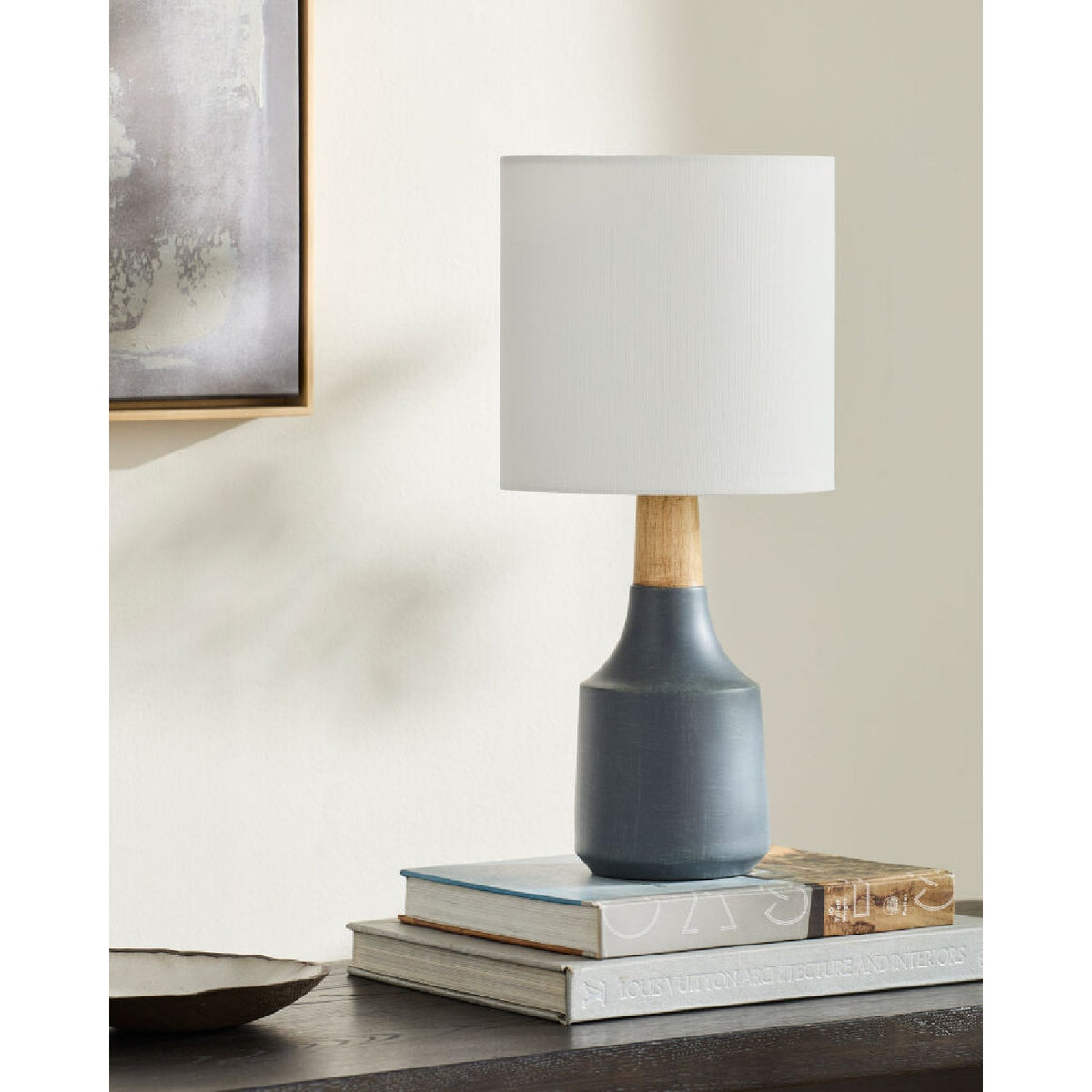 Modern European furniture - Drum Linen Shade Table Lamp - www.oroa.com