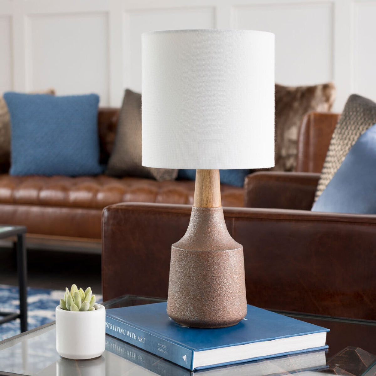 Modern European furniture - Drum Linen Shade Table Lamp - www.oroa.com