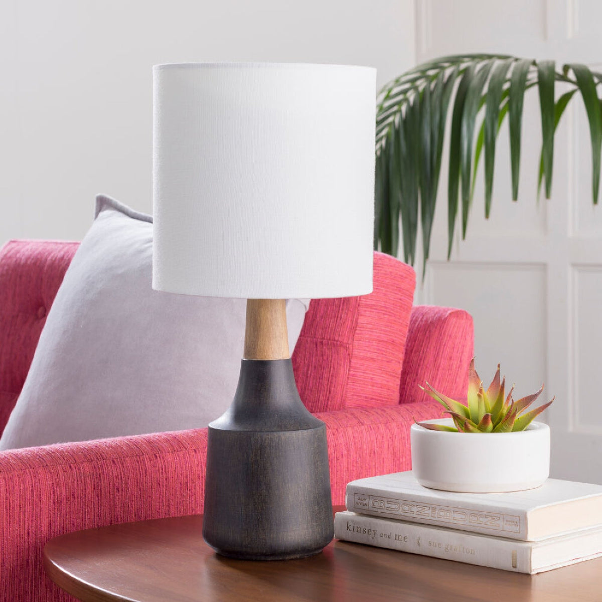 Modern European furniture - Drum Linen Shade Table Lamp - www.oroa.com
