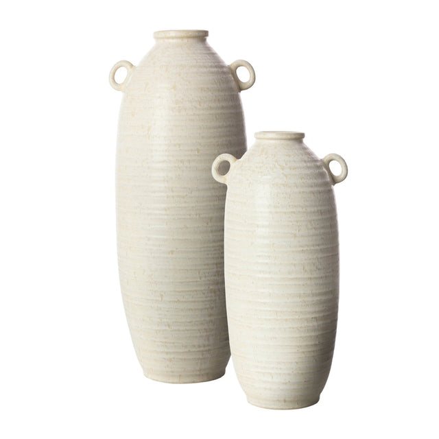 Modern European furniture - White Glazed Ceramic Vase Set (2) - www.oroa.com
