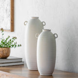 Modern European furniture - White Glazed Ceramic Vase Set (2) - www.oroa.com