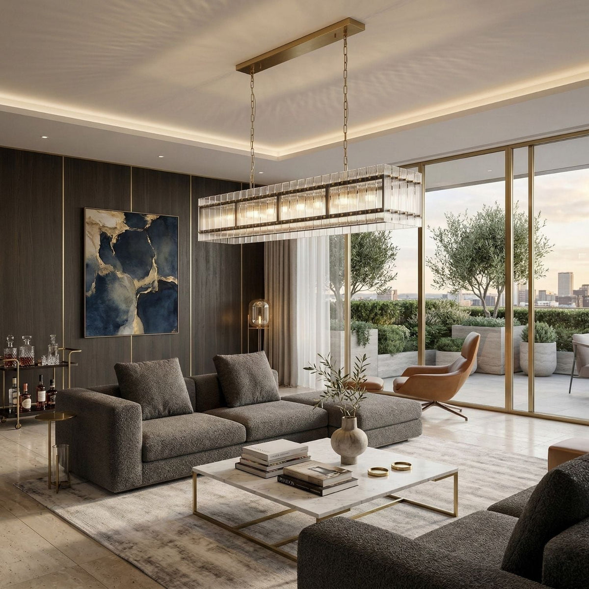 Modern European furniture - Glass Panels 10-Light Chandelier - www.oroa.com