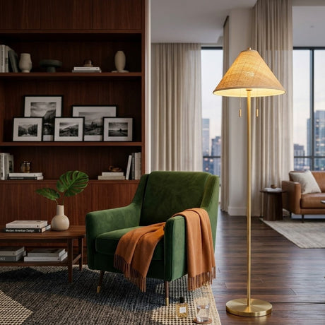Modern European furniture - Rattan Empire Shade Floor Lamp - www.oroa.com