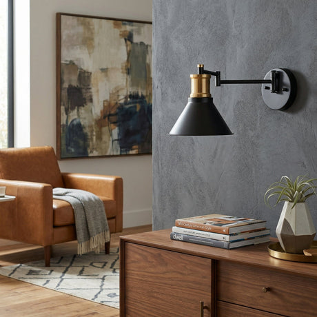 Modern European furniture - Black Metal Conical Wall Lamp - www.oroa.com