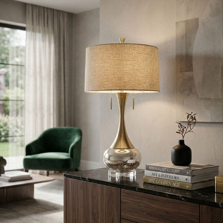 Modern European furniture - Crackle Gold Accent Table Lamp - www.oroa.com