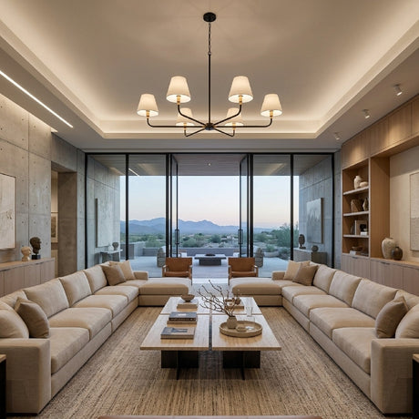 Modern European furniture - 6-Light White Linen Chandelier - www.oroa.com