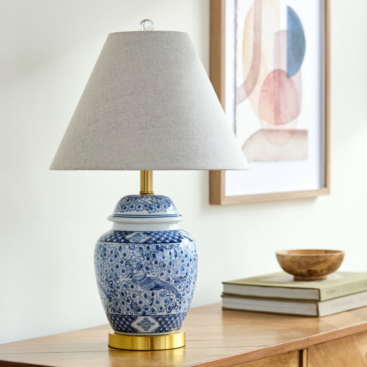 Modern European furniture - Floral Print Ceramic Table Lamp - www.oroa.com