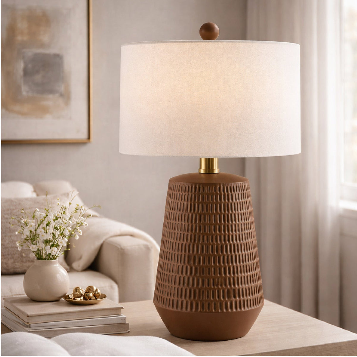 Modern European furniture - Organic-Carved Base Table Lamp - www.oroa.com